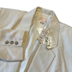 Brooks Brothers Ivory Linen Blend Double Breasted Blazer Jacket Women's Size 14